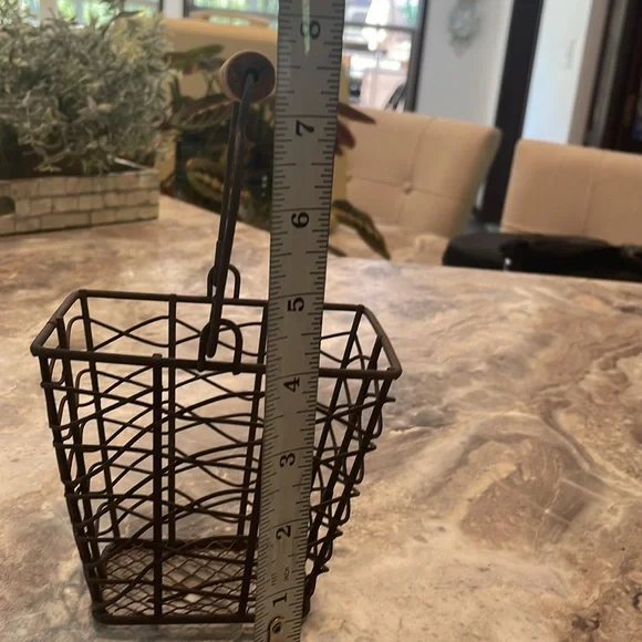 Wire baskets with wooden handle (set of 3) Rustic look - Picture 5 of 10